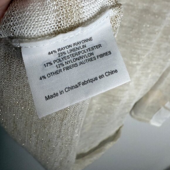 Tory Burch Women's Small Cream White Striped Metallic Knit Long Sleeve Top Cozy‎ - Picture 5 of 5